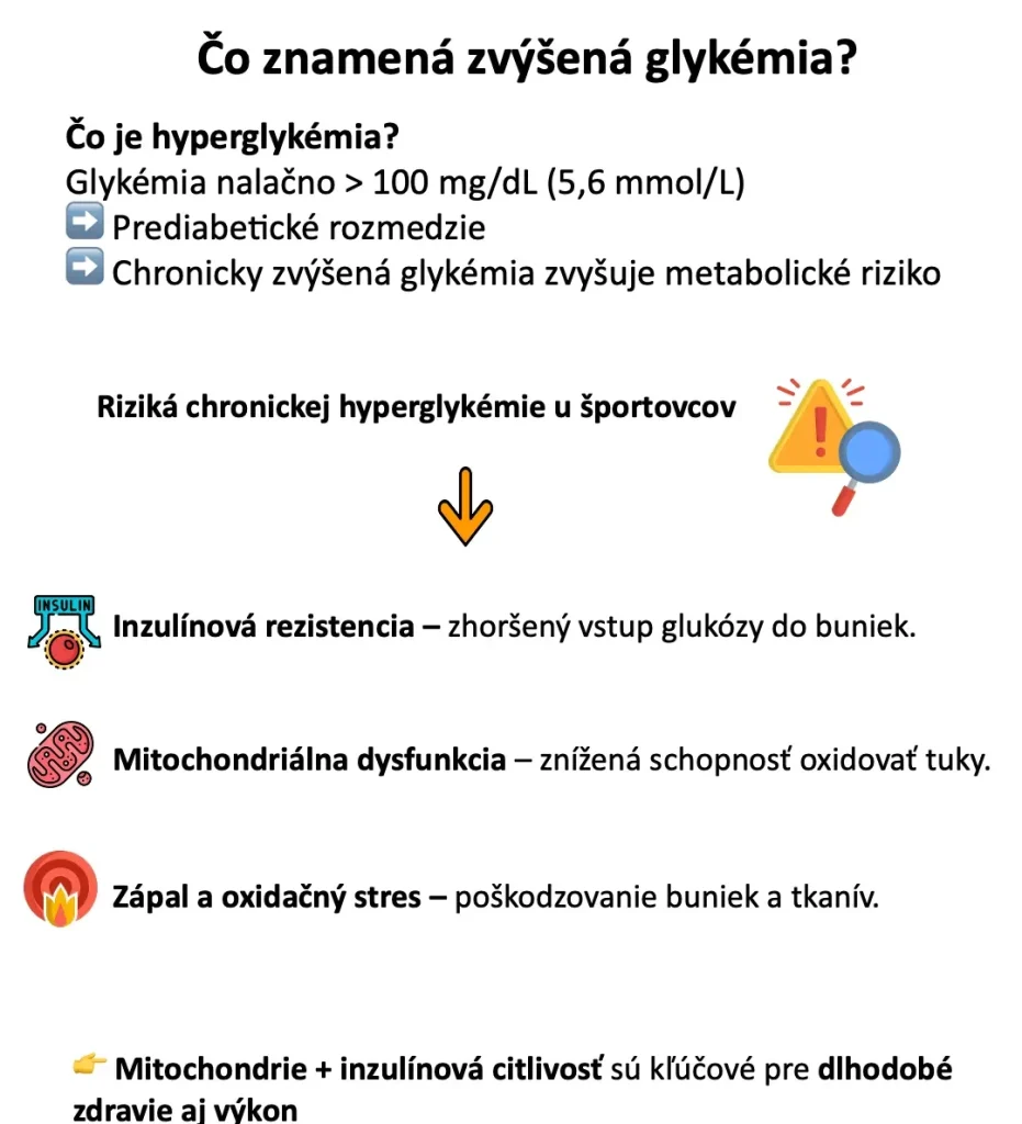 Ilustrácia rizík chronicky zvýšenej glykémie: inzulínová rezistencia, mitochondriálna dysfunkcia a zápal